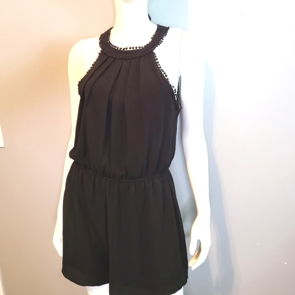 Blue Rain Black Shorts Romper Sz XL
